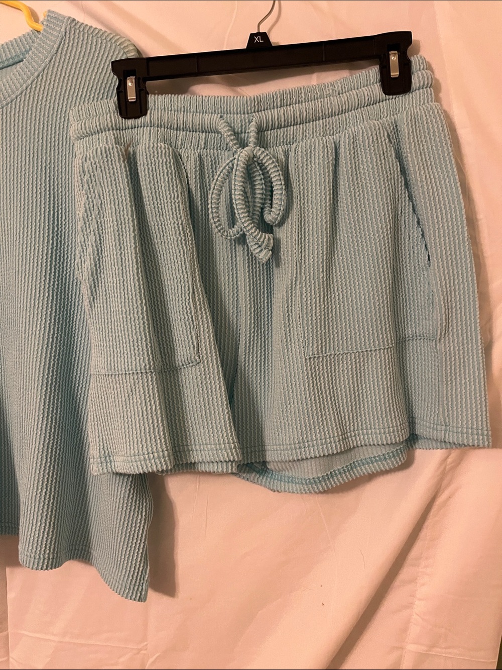Zenana Outfitters Soft Waffle Knit Shorts and shirt in light blue. Never worn. - Picture 2 of 8